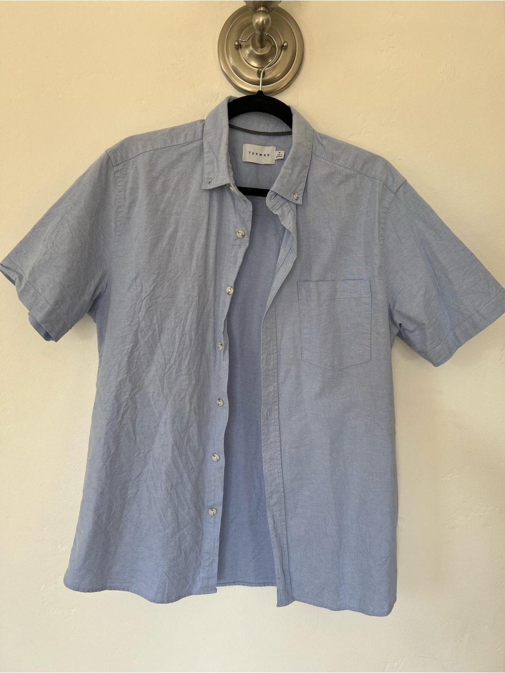 Topman Light Blue Short-Sleeve Button-Down Shirt
